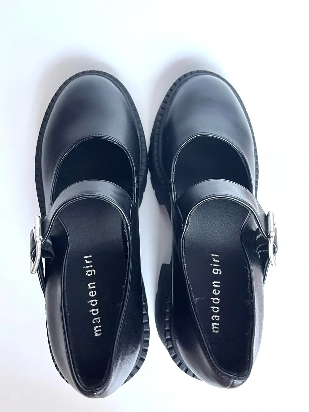 Madden Girl Black Platform Mary Janes US 6.5 EU 37.5 Goth Chunky Lug Soles Heels